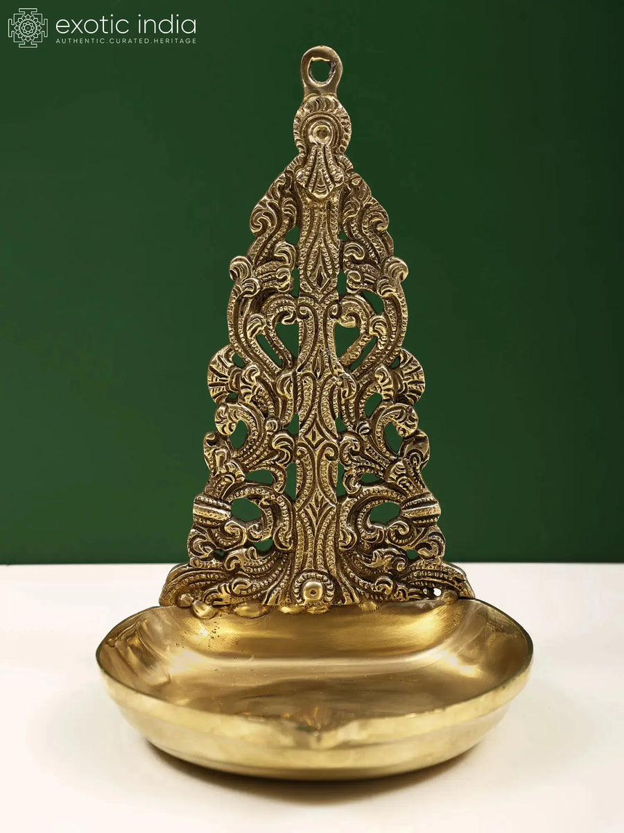 8" Brass Wall Hanging Wick Lamp Handmade
