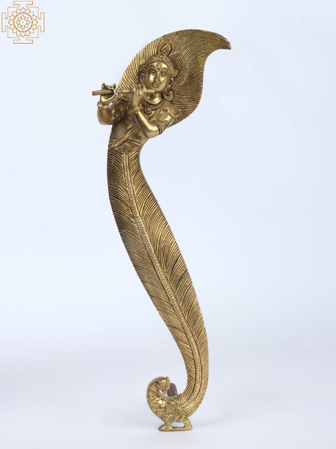 12" Superfine Lord Krishna Door Handle in Brass | Handmade | Made in India
