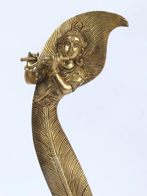 12" Superfine Lord Krishna Door Handle in Brass | Handmade | Made in India