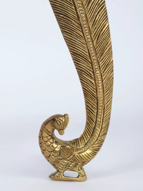 12" Superfine Lord Krishna Door Handle in Brass | Handmade | Made in India