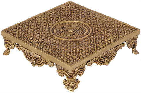 Flowers Carved Puja Chowki