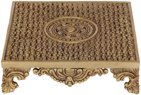 Flowers Carved Puja Chowki
