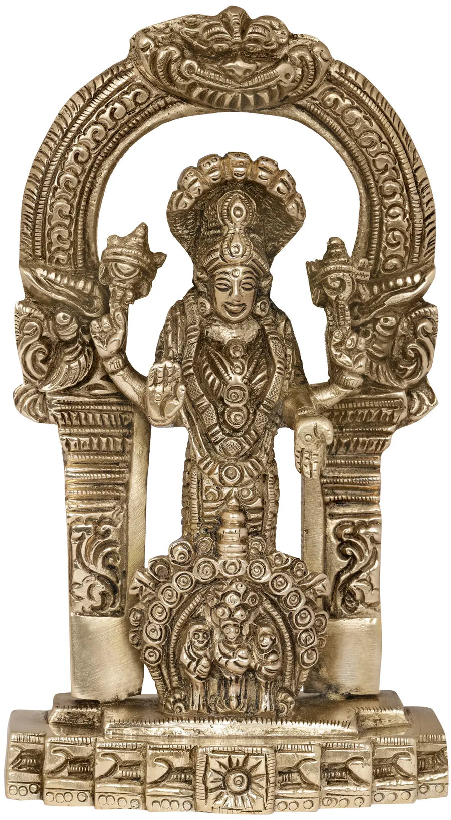 6" Lord Vishnu Handmade Brass Idol for Pooja