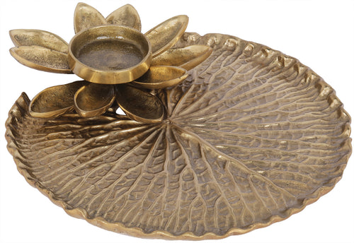 Brass Lotus Flower Designer Candle Stand