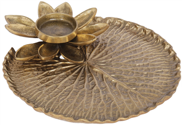 Brass Lotus Flower Designer Candle Stand