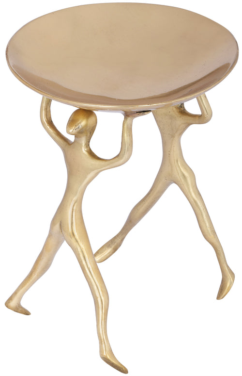 Brass Round Tray with Human Figure Supports