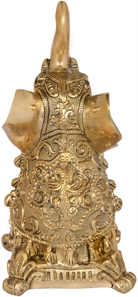 Elephant Seated on Hind Legs with Upraised Trunk (Vastu Compliant)