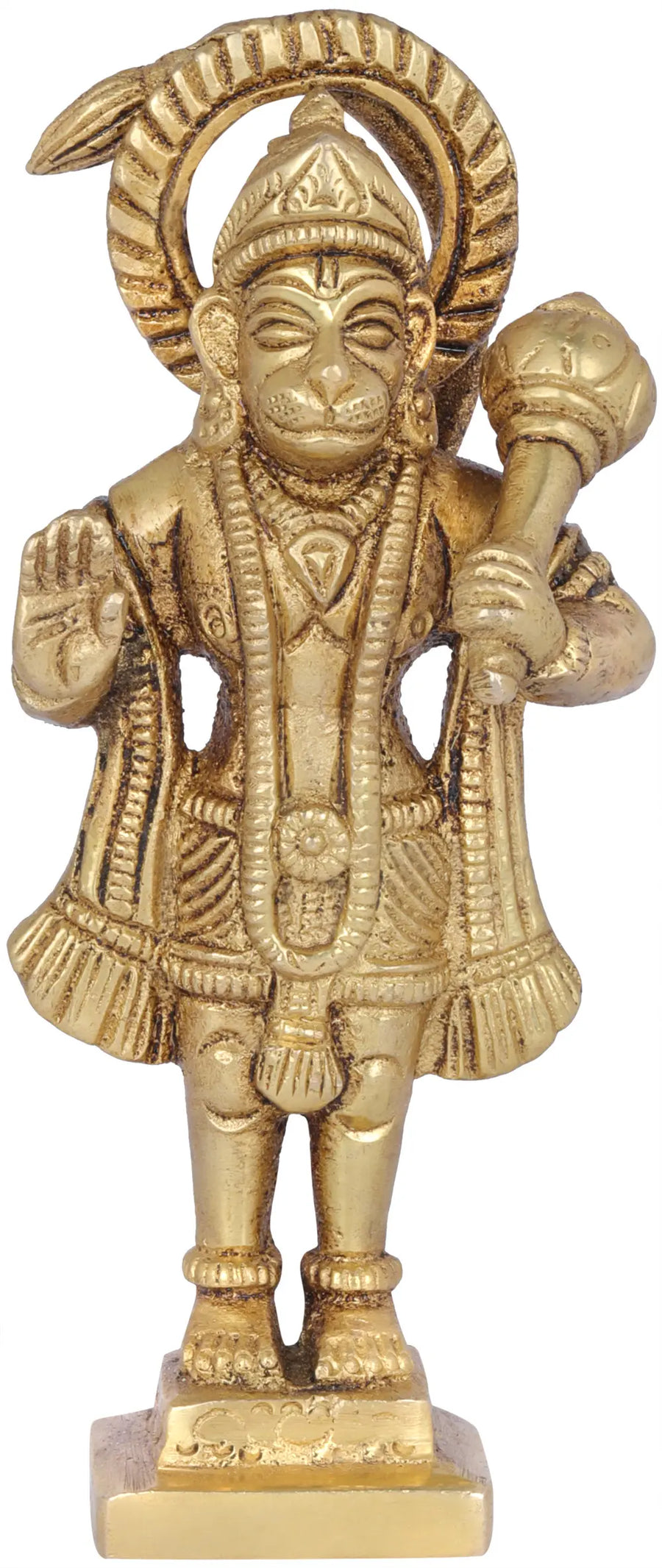 4" Blessing Hanuman Brass Statue Handmade