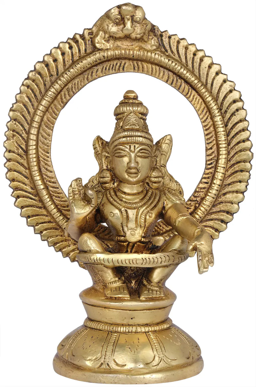 5" Handmade Ayyappan Brass Idol for Home Pooja