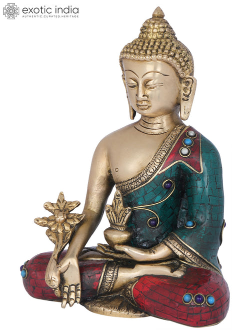 7" Handmade Brass Medicine Buddha Tibetan Buddhist Statue