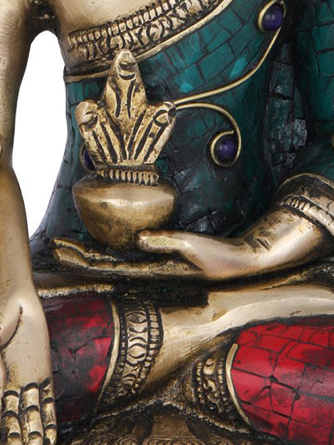 7" Tibetan Buddhist Medicine Buddha In Brass | Handmade | Made In India