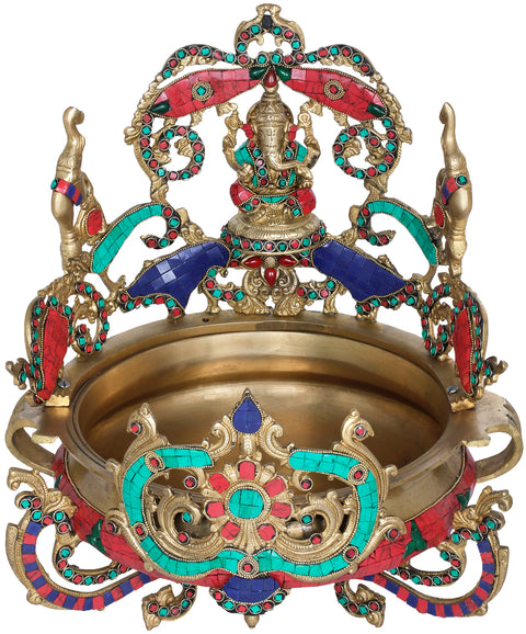 15" Gaja Ganesha Urli in Brass | Handmade | Made in India