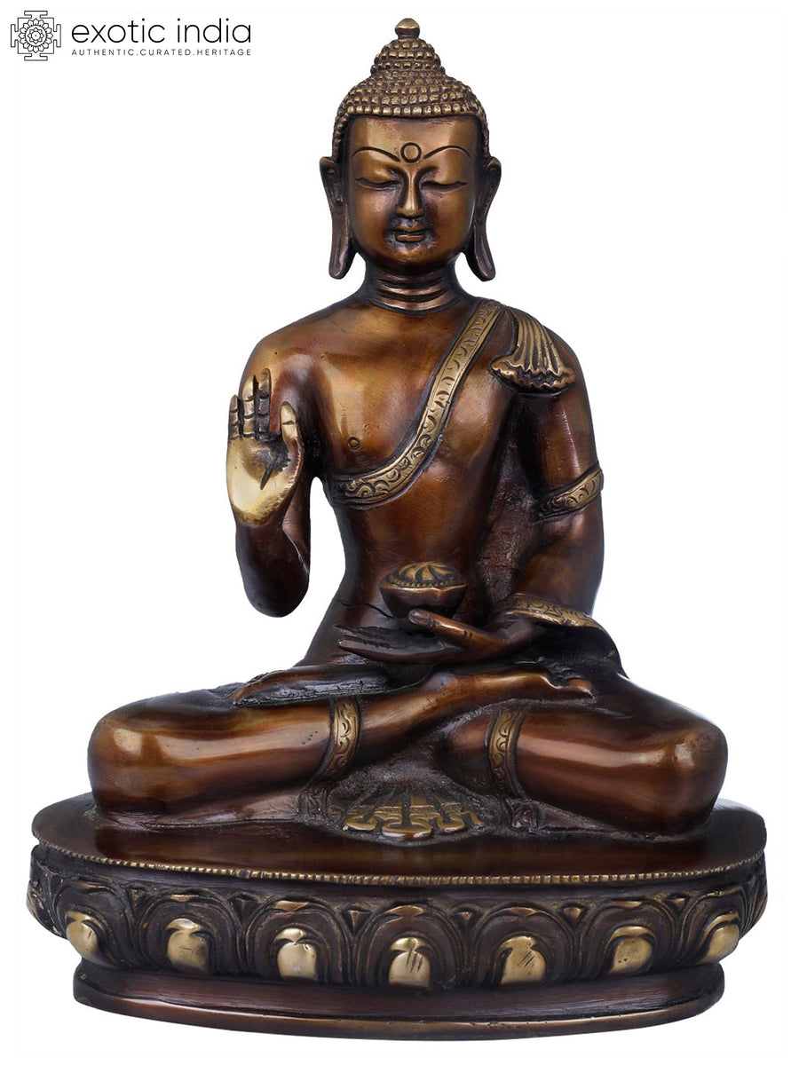 9" Tibetan Buddhist Preaching Buddha Brass Handmade Statue