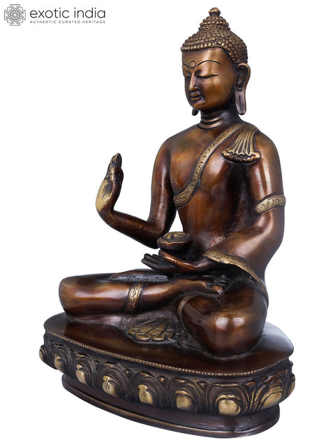 9" Tibetan Buddhist Preaching Buddha In Brass | Handmade | Made In India