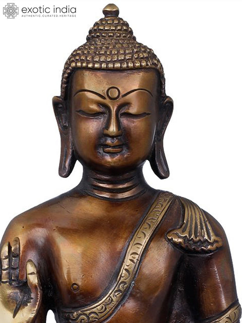 9" Tibetan Buddhist Preaching Buddha In Brass | Handmade | Made In India