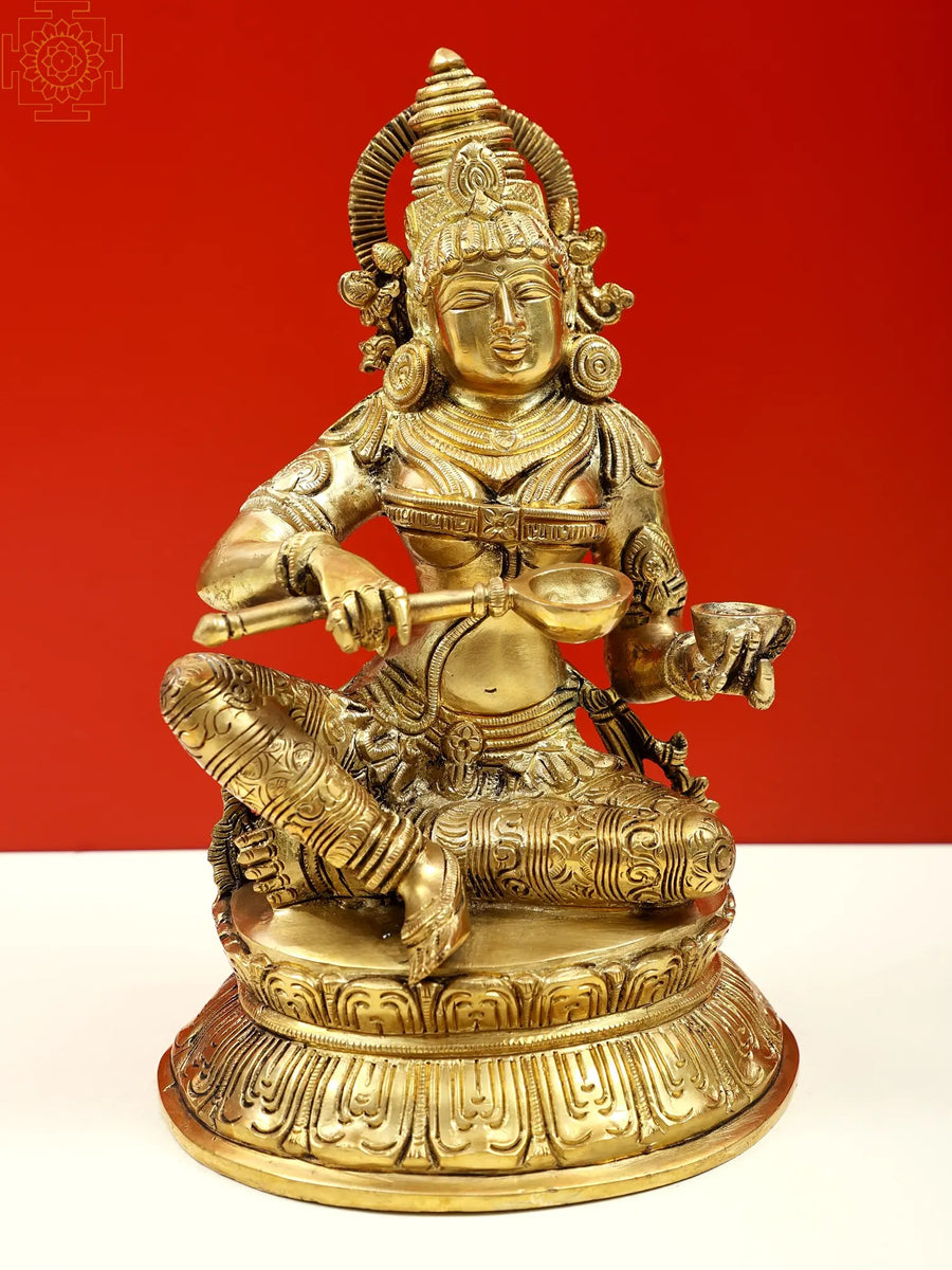 10" Goddess Annapoorna Brass Statue for Pooja