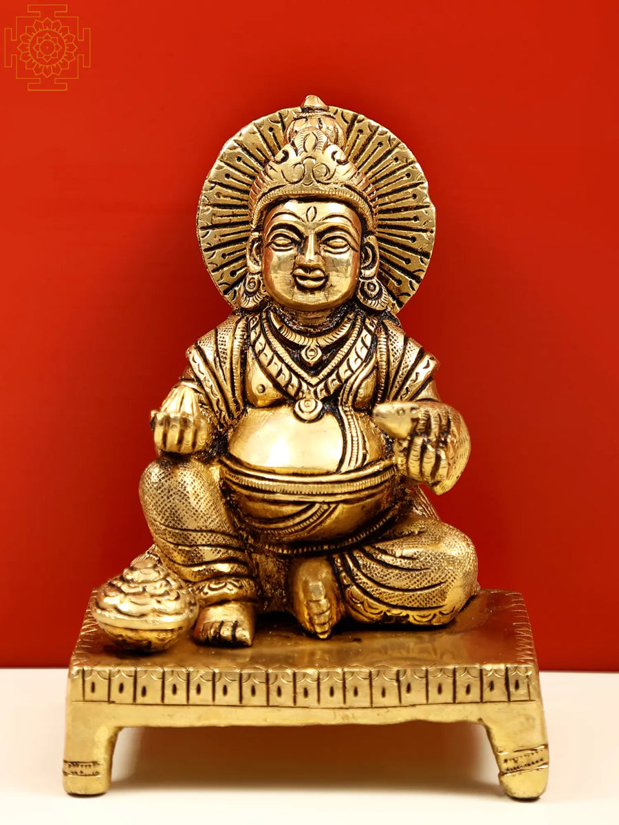 5" Handmade Kubera God of Wealth Brass Statue