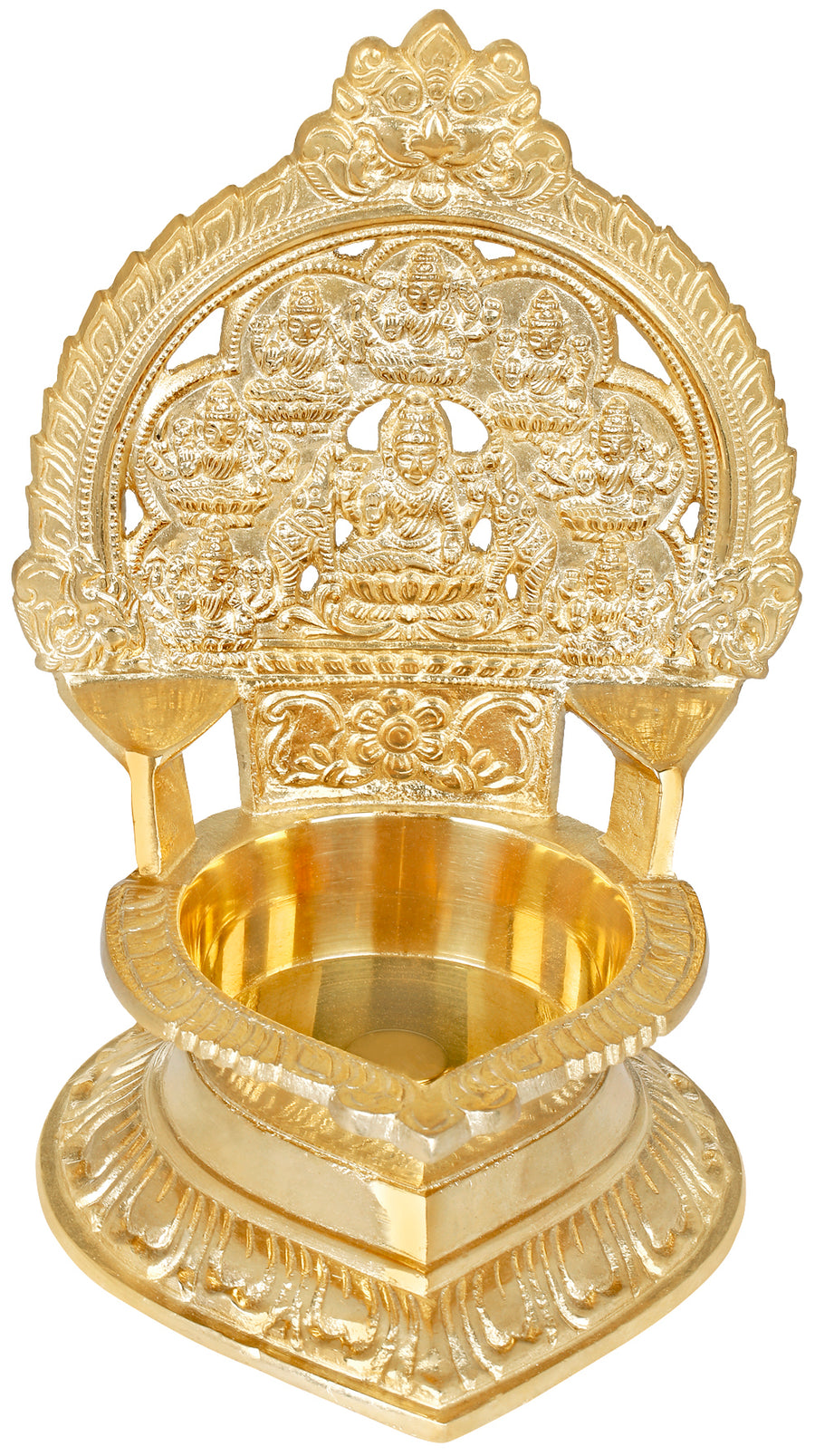 8" Handmade Ashtalakshmi Brass Lamp for Pooja