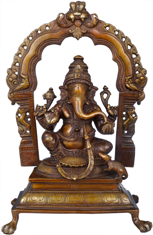15" Handmade Brass Ganesha Temple Idol for Pooja