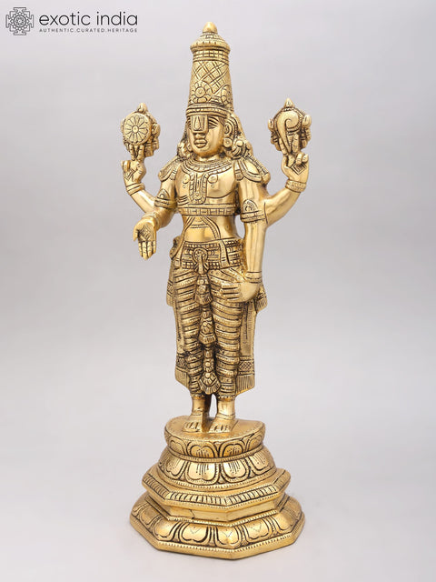 19" Fine Quality Lord Venkateshvara (Tirupati Balaji) In Brass | Handmade | Made In India