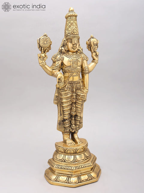 19" Fine Quality Lord Venkateshvara (Tirupati Balaji) In Brass | Handmade | Made In India