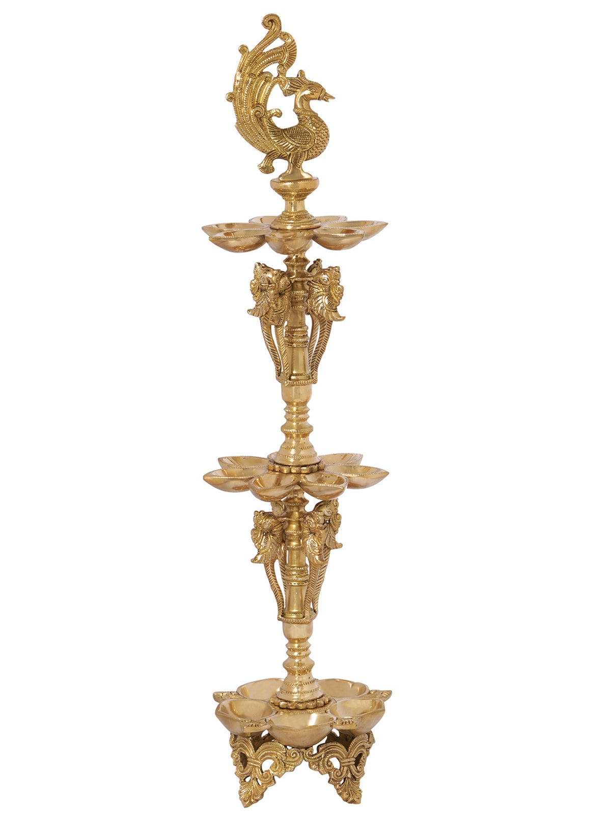 30" Large Peacock Lamp (Annam Lamp) In Brass