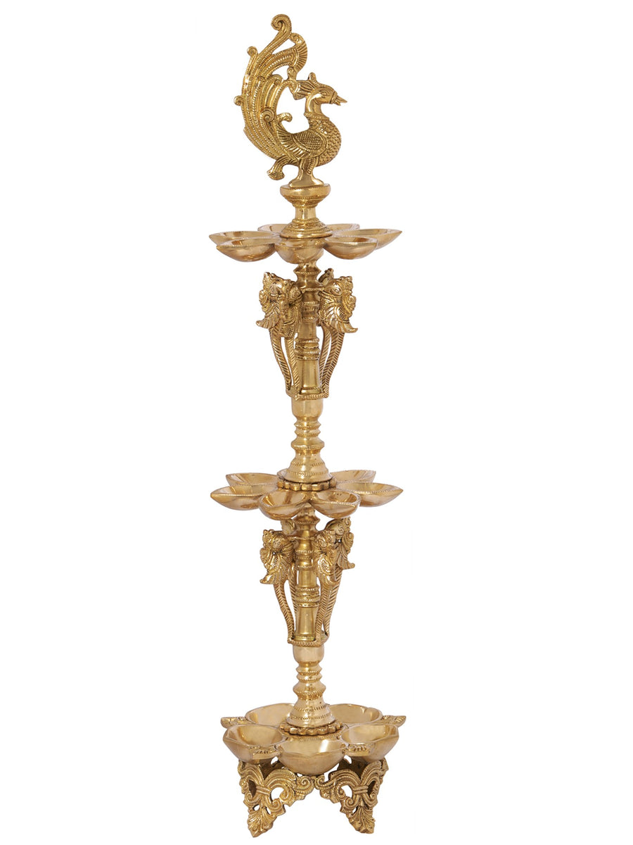 30" Brass Peacock Annam Lamp Handmade