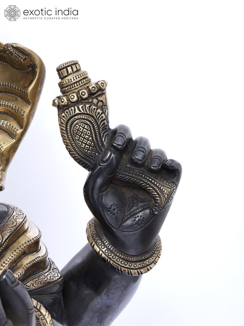 18" Superfine Royal Grandeur of Turbaned Ganesha | Handmade Brass Statue