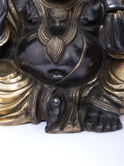 18" Superfine Royal Grandeur of Turbaned Ganesha | Handmade Brass Statue