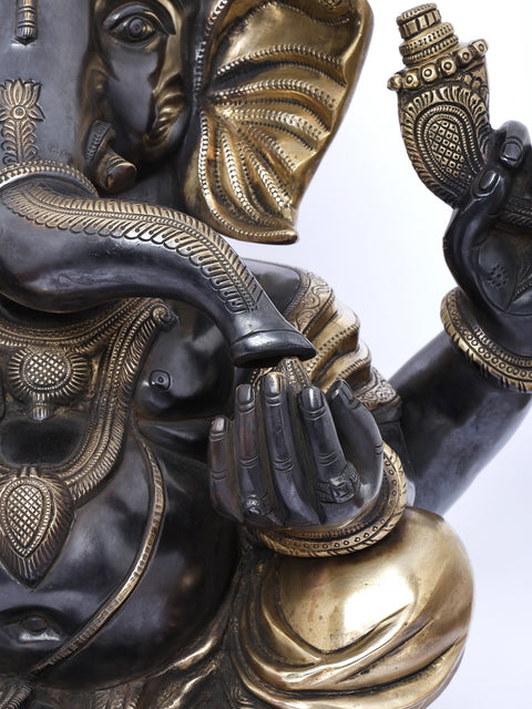 18" Superfine Royal Grandeur of Turbaned Ganesha | Handmade Brass Statue