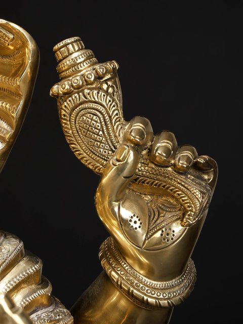 18" Superfine Royal Grandeur of Turbaned Ganesha | Handmade Brass Statue