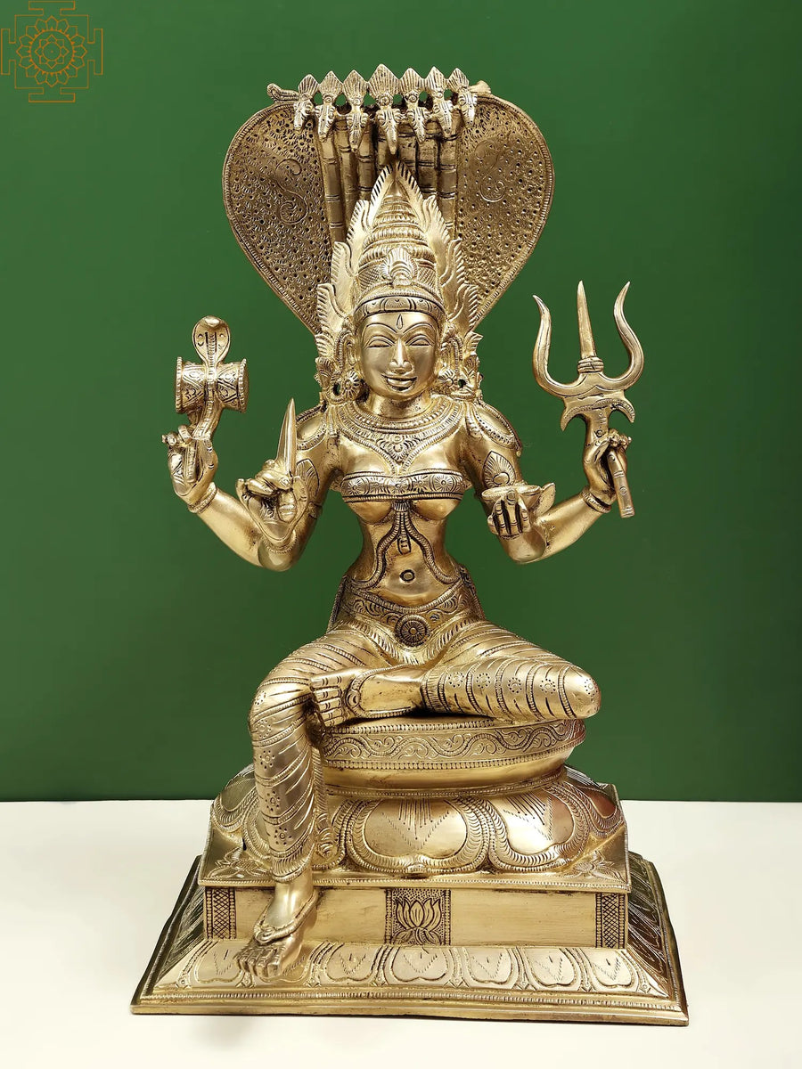 18" Goddess Mariamman Brass Idol for Pooja