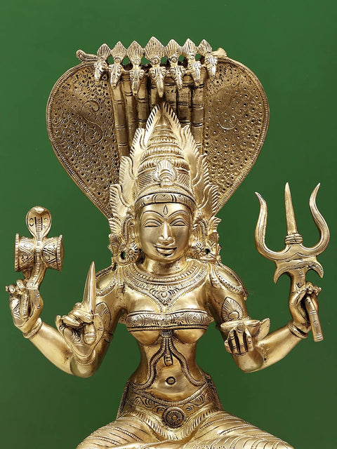 18" Goddess Mariamman (South Indian Durga) Brass Idol