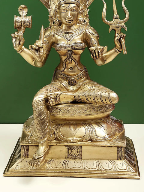 18" Goddess Mariamman (South Indian Durga) Brass Idol