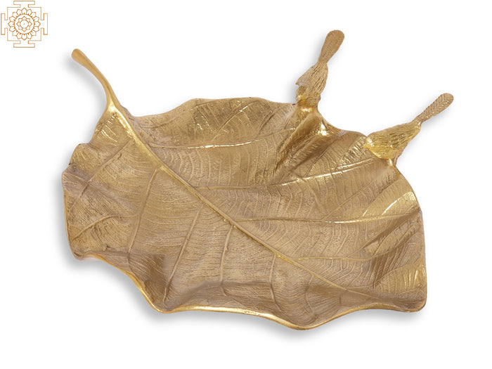 Designer Pipal Leaf Brass Urli Tray for Home Decor