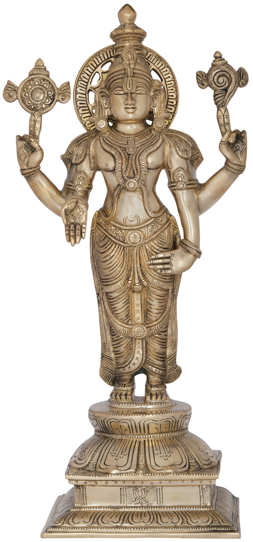 18" Handmade Lord Vishnu Balaji Brass Statue for Pooja