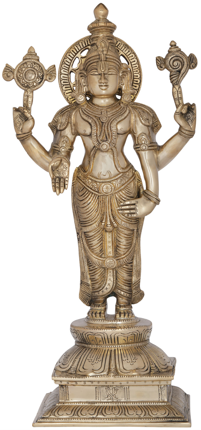 18" Handmade Lord Vishnu Balaji Brass Statue for Pooja