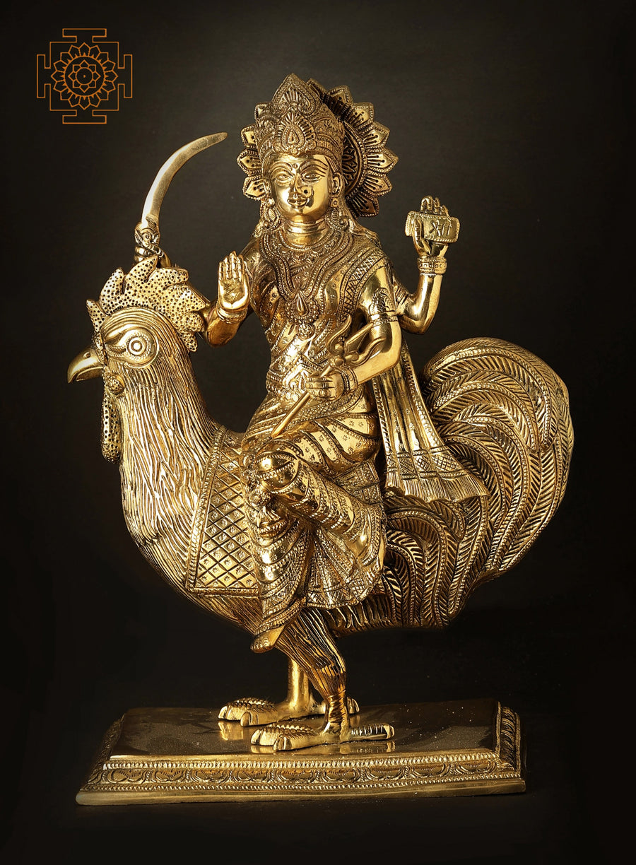 Bahucharji Brass Statue for Pooja - Rare Goddess Idol