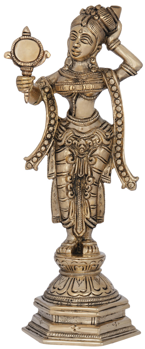 9" Shringar-Rata Nayika Brass Statue Handmade Home Decor