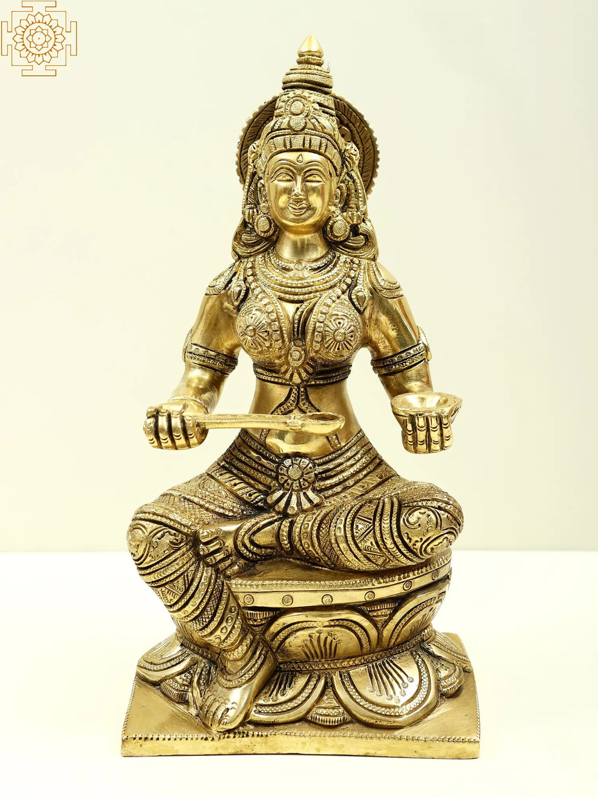 12" Devi Annapoorna - The Goddess of Food and Nourishment In Brass