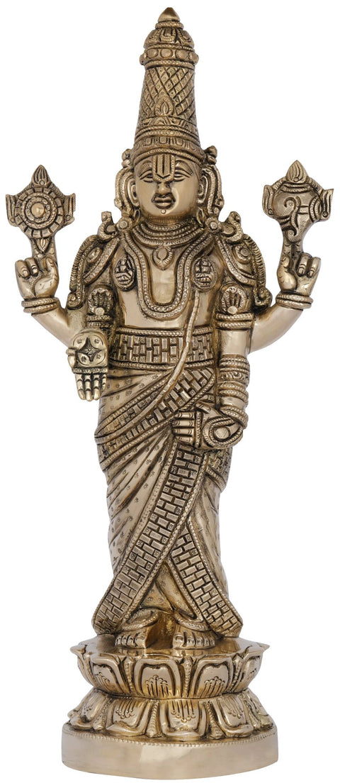 15" Superfine Lord Venkateshvara as Balaji at Tirupati | Handmade Brass Statue