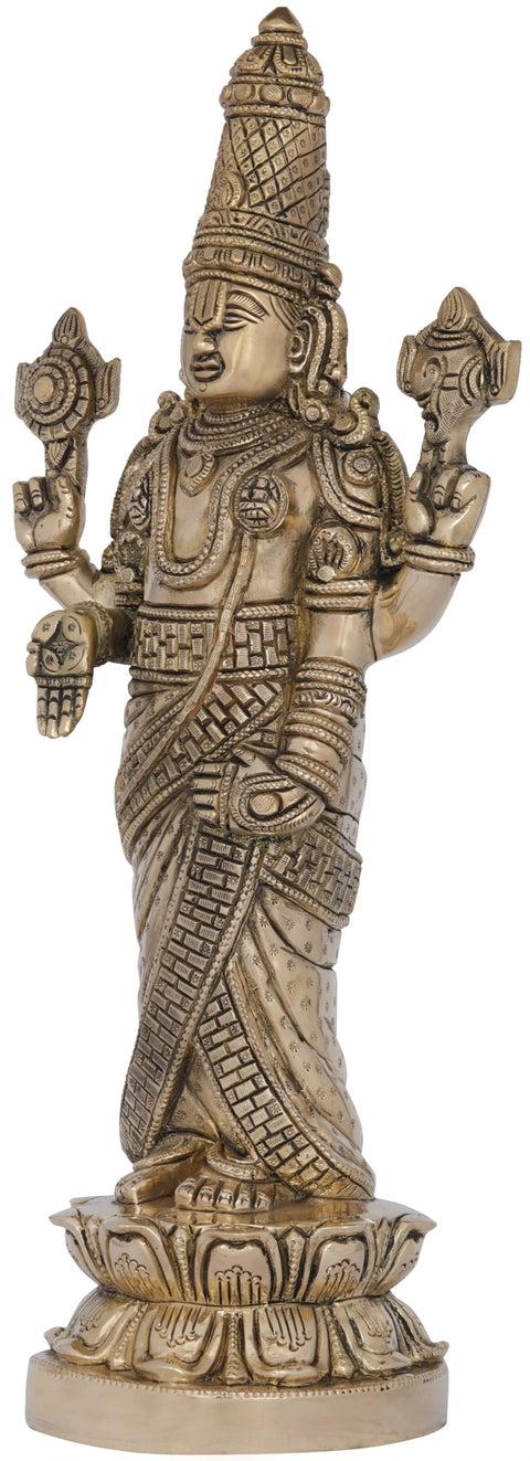 15" Superfine Lord Venkateshvara as Balaji at Tirupati | Handmade Brass Statue