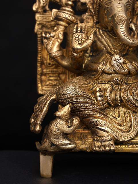8" King Ganesha In Brass | Handmade | Made In India