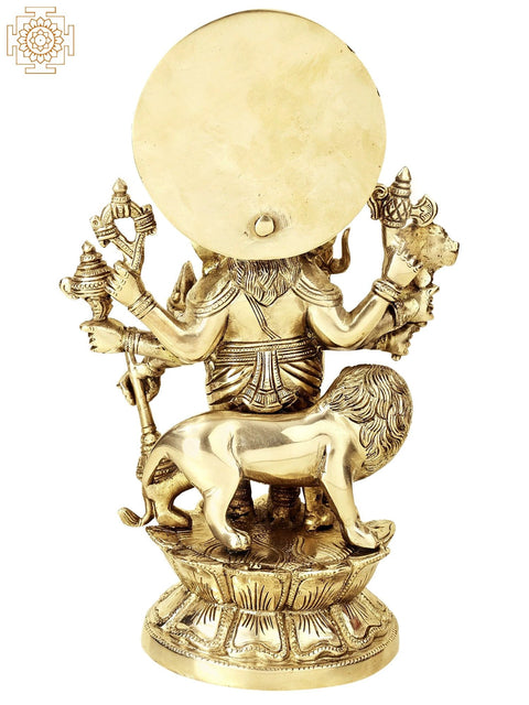 11" Brass Drishti Ganapati Statue with Serpents Aureole | Handmade | Made in India