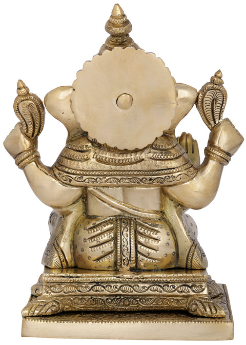 8" Temple Ganesha In Brass | Handmade | Made In India