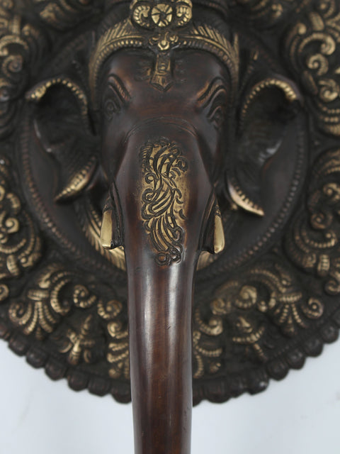 14" Haloed Ganesha Brass Temple Bell | Indian Handcrafted Idol