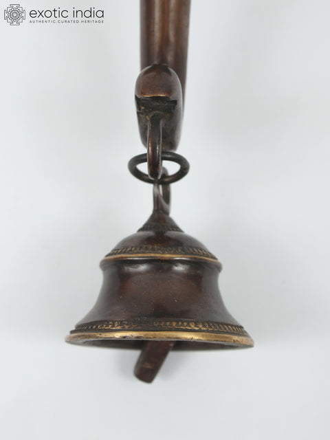 14" Haloed Ganesha Brass Temple Bell | Indian Handcrafted Idol
