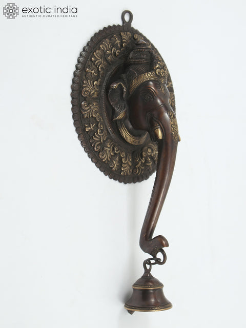 14" Haloed Ganesha Brass Temple Bell | Indian Handcrafted Idol
