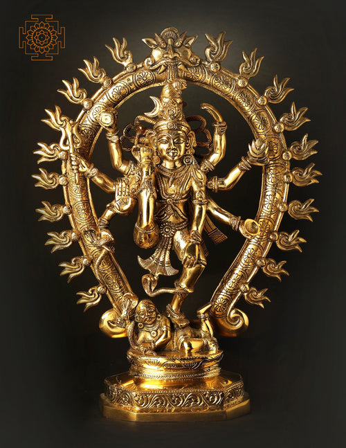 12" Urdhava Tandava Shiva Brass Statue Handmade