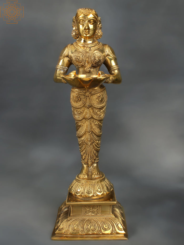 15" Handmade Brass Deepalakshmi Statue for Pooja